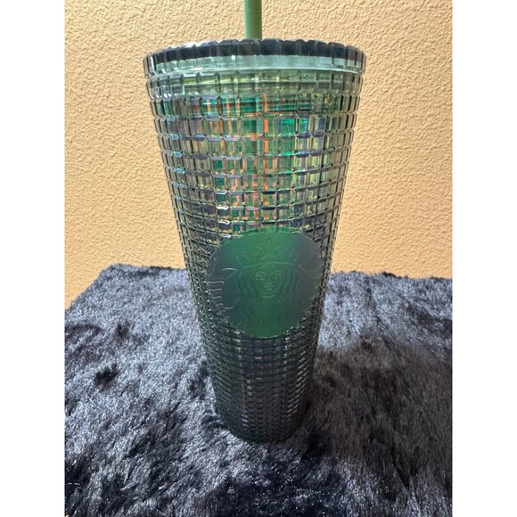 Starbucks Green Studded Cold Cup Tumbler 24 Oz With Lid & Straw Limited Edition - Picture 3 of 8